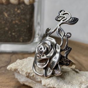 Vintage Rose Ring Sterling Silver